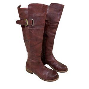 Belle Sigerson Morrison Leather Knee High Riding Boots Buckle Strap Equestrian 6